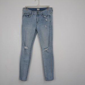Sneak Peek Mid Rise Skinny Jeans Juniors Size 7 Stretch Light Wash Distressed